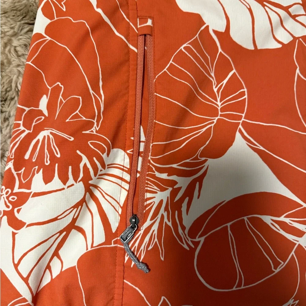 Patagonia orange and White Floral Hooded Jacket - Picture 2 of 4